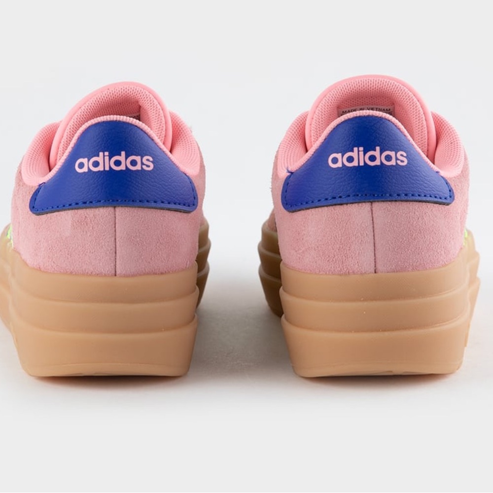 Adidas Women's Pink and Neon Green Sneakers - Picture 2 of 6